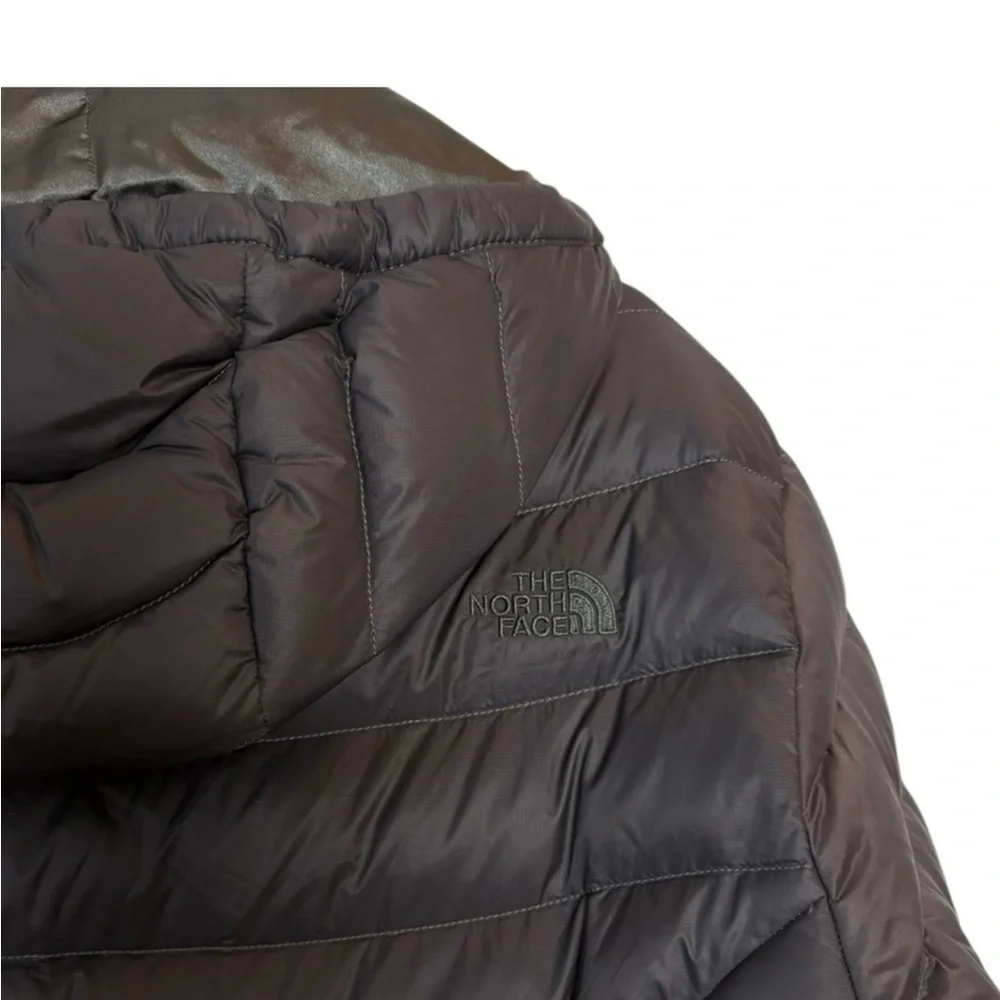 The North Face Jenae 550 Goose Down Hooded Puffer Charcoal Gray Parka Coat XL - Picture 4 of 6